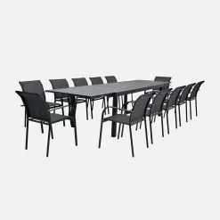 Mesa de jardín extensible de aluminio, 12 plazas