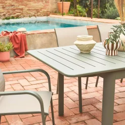 Mesa de jardín extensible de aluminio con 6 sillas