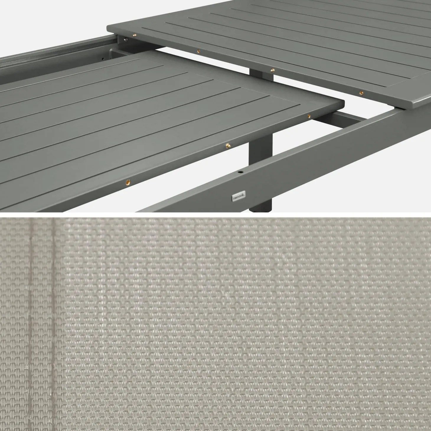 Mesa de jardín extensible de aluminio con 6 sillas
