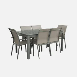 Mesa de jardín extensible de aluminio con 6 sillas