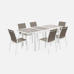 Mesa de jardín extensible de aluminio con 6 sillas