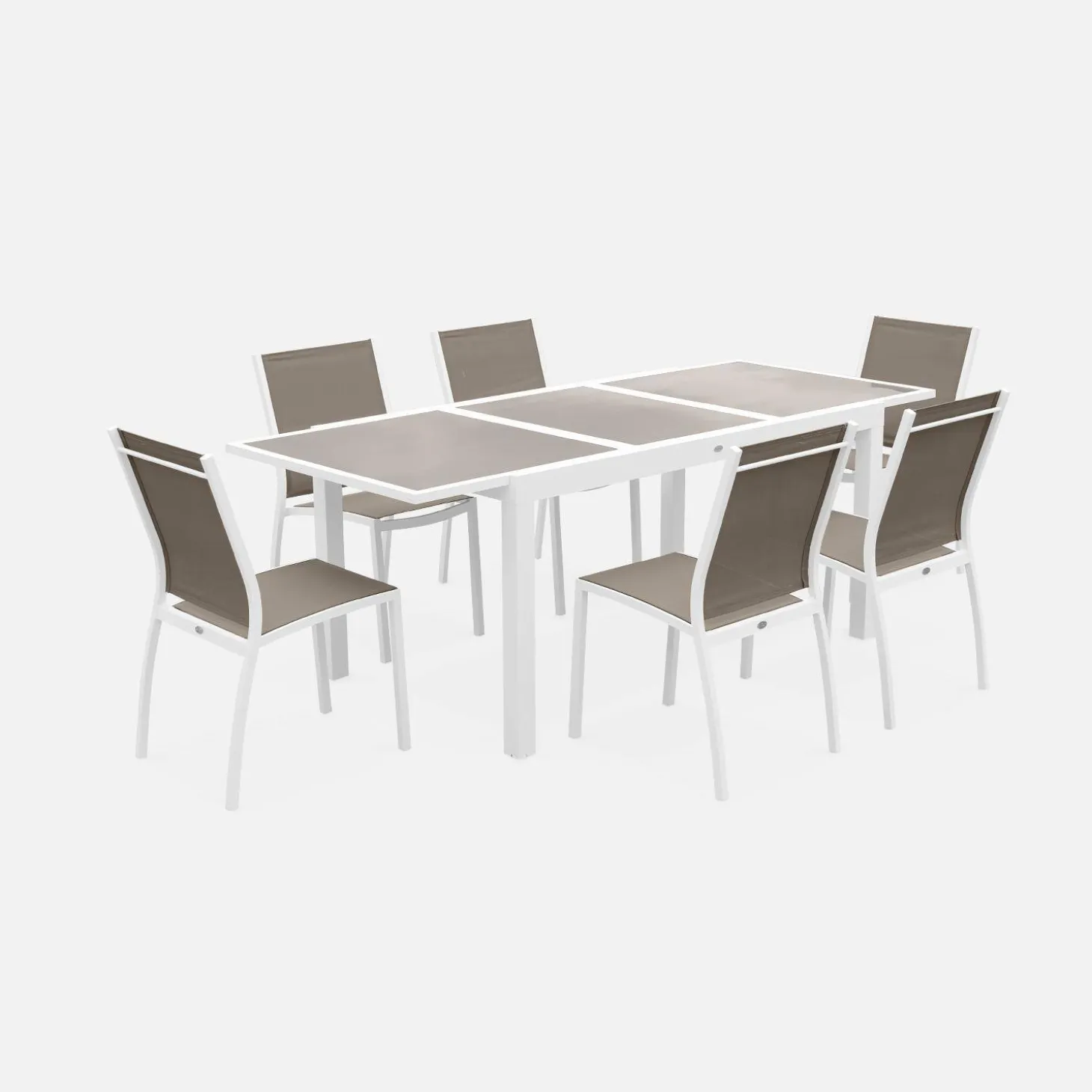 Mesa de jardín extensible de aluminio con 6 sillas