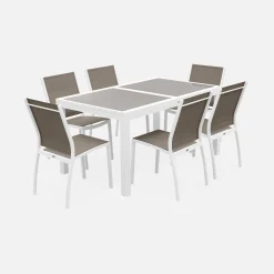 Mesa de jardín extensible de aluminio con 6 sillas