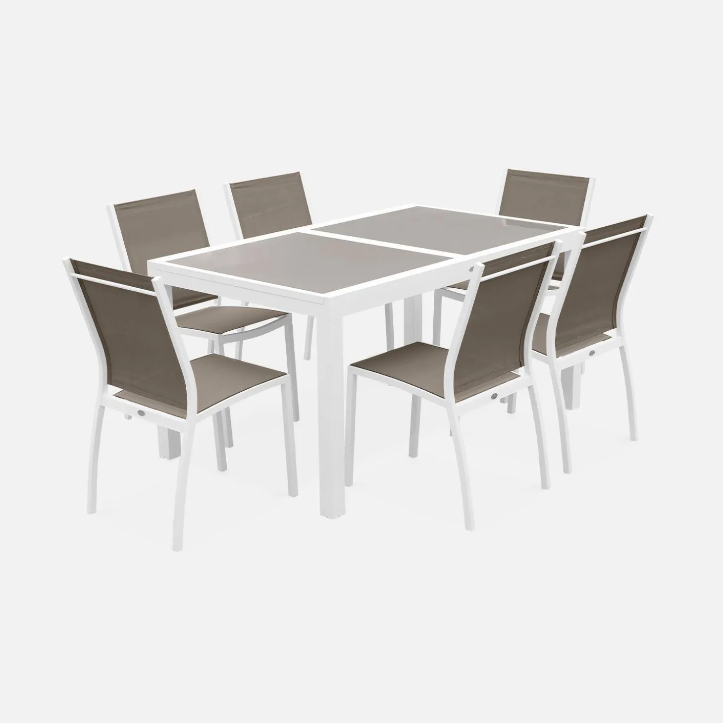 Mesa de jardín extensible de aluminio con 6 sillas