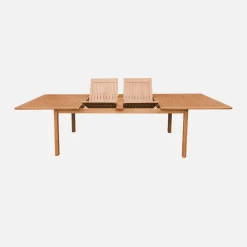 Mesa de jardín extensible de madera de eucalipto, 6-12 plazas