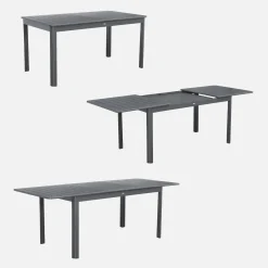 Mesa de jardín extensible de aluminio de 6 plazas