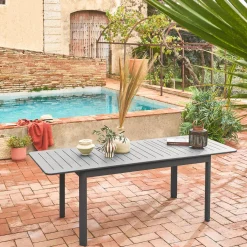 Mesa de jardín extensible de aluminio de 6 plazas