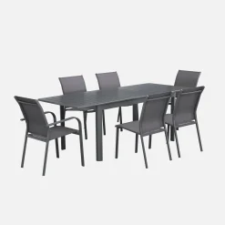 Mesa de jardín extensible de aluminio de 6 plazas