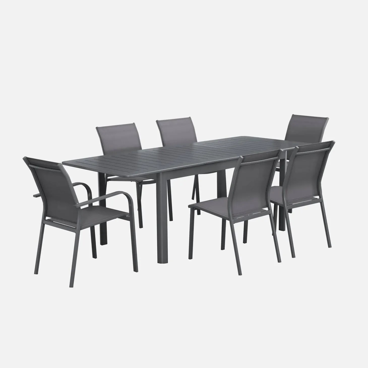 Mesa de jardín extensible de aluminio de 6 plazas