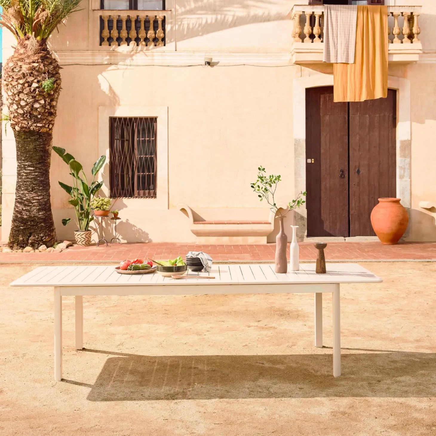 Mesa de jardín extensible de aluminio de 10 plazas