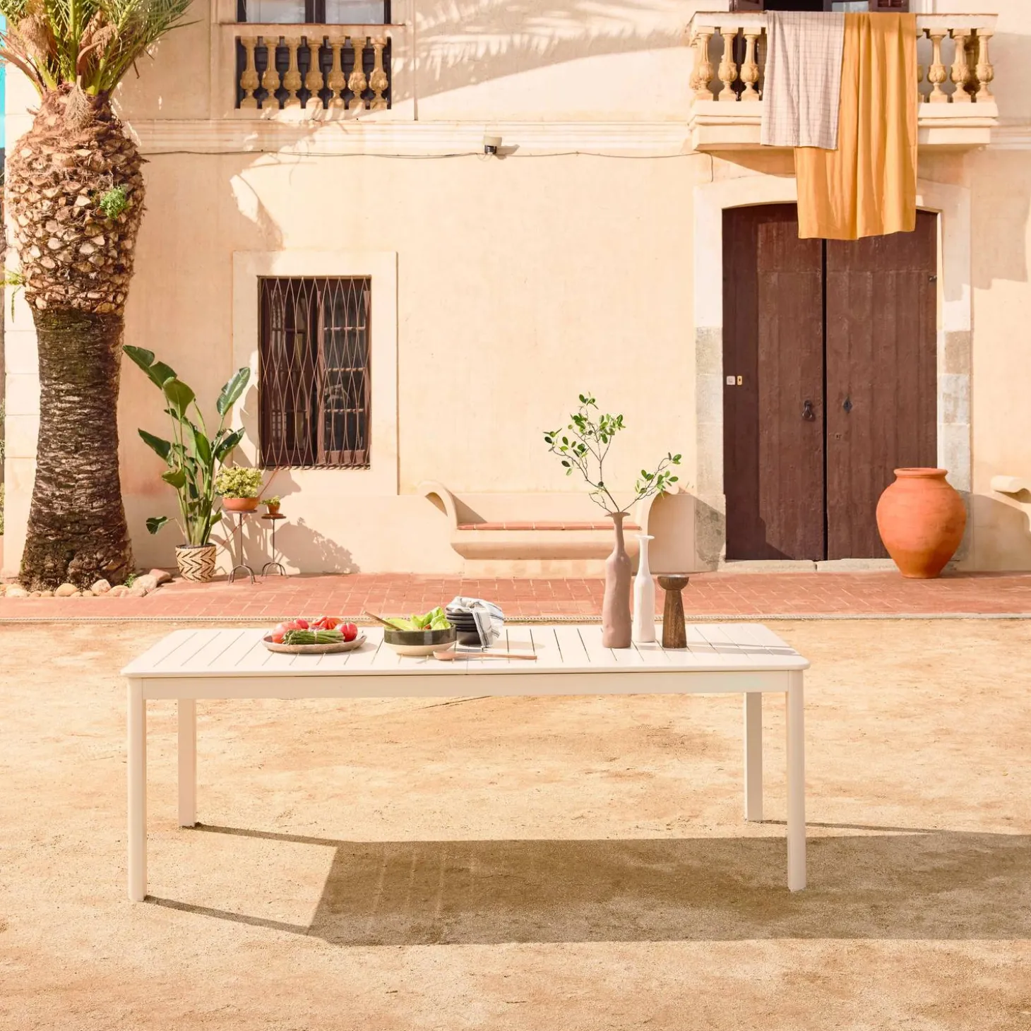 Mesa de jardín extensible de aluminio de 10 plazas