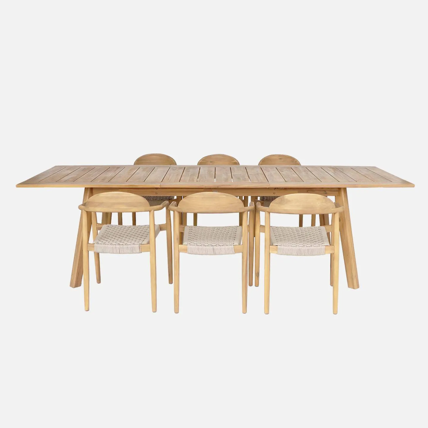 Mesa de jardín extensible de madera de acacia con 6 sillones