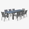 Mesa de jardín extensible de aluminio con 8 sillas
