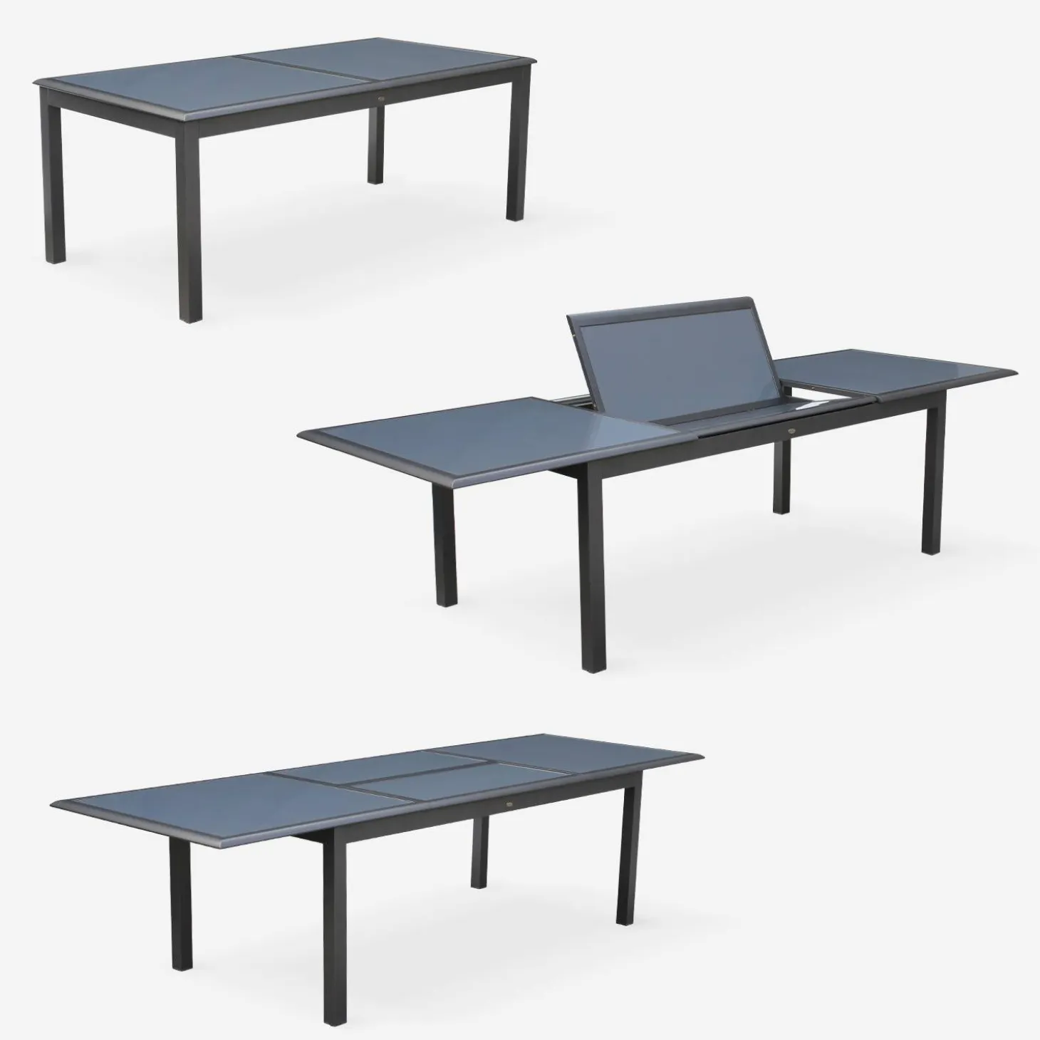 Mesa de jardín extensible de aluminio con 8 sillas
