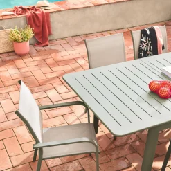 Mesa de jardín extensible de aluminio con 8 sillas