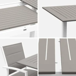 Mesa de jardín extensible de aluminio con 6 sillas