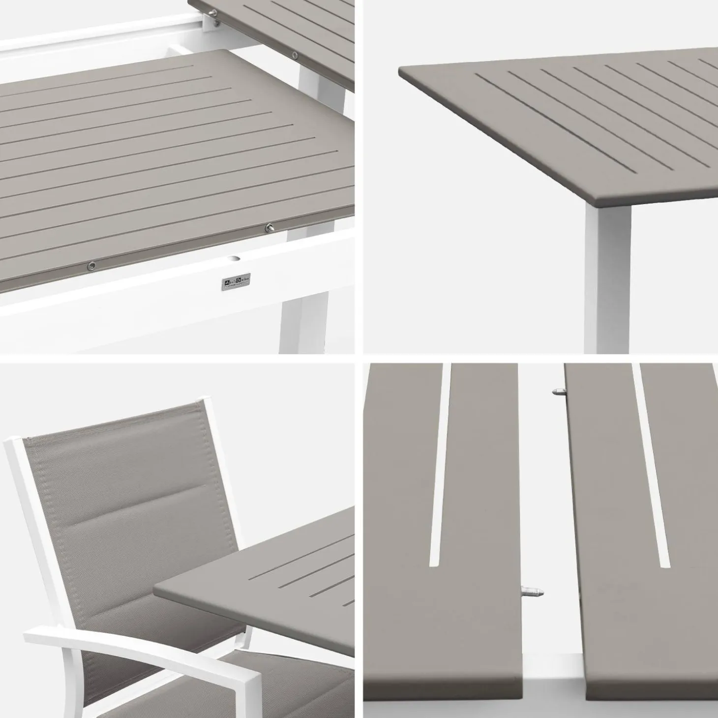 Mesa de jardín extensible de aluminio con 6 sillas