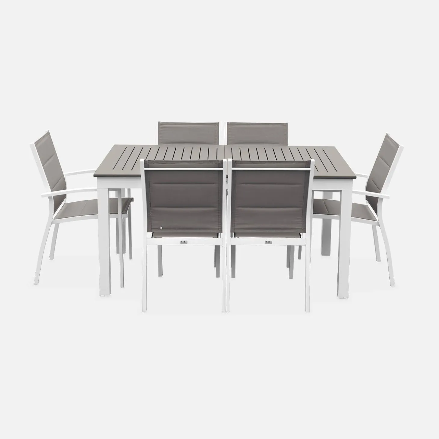 Mesa de jardín extensible de aluminio con 6 sillas