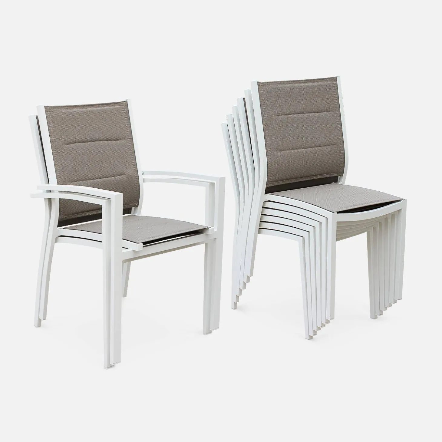 Mesa de jardín extensible de aluminio con 6 sillas