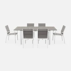 Mesa de jardín extensible de aluminio con 6 sillas