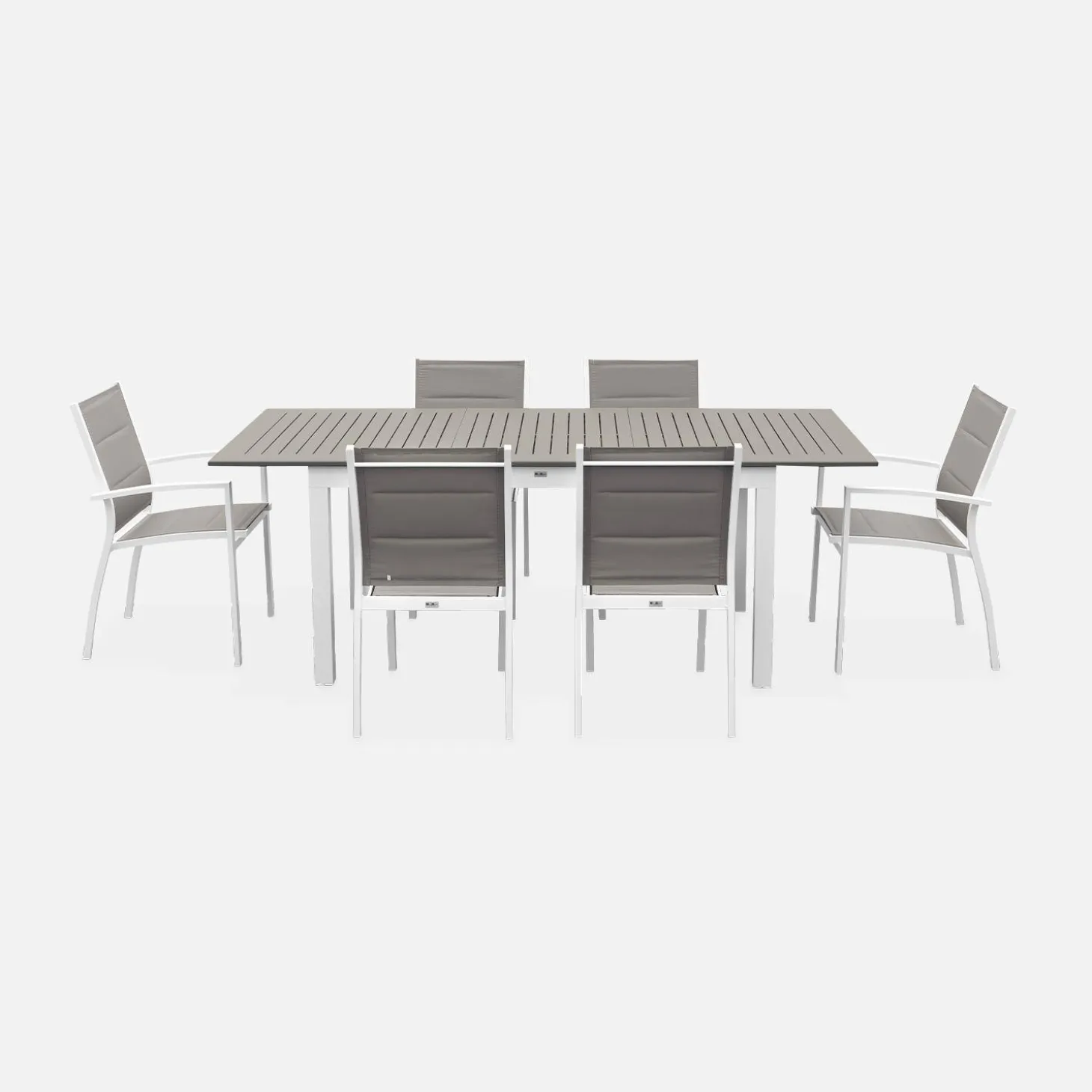 Mesa de jardín extensible de aluminio con 6 sillas