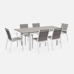 Mesa de jardín extensible de aluminio con 6 sillas