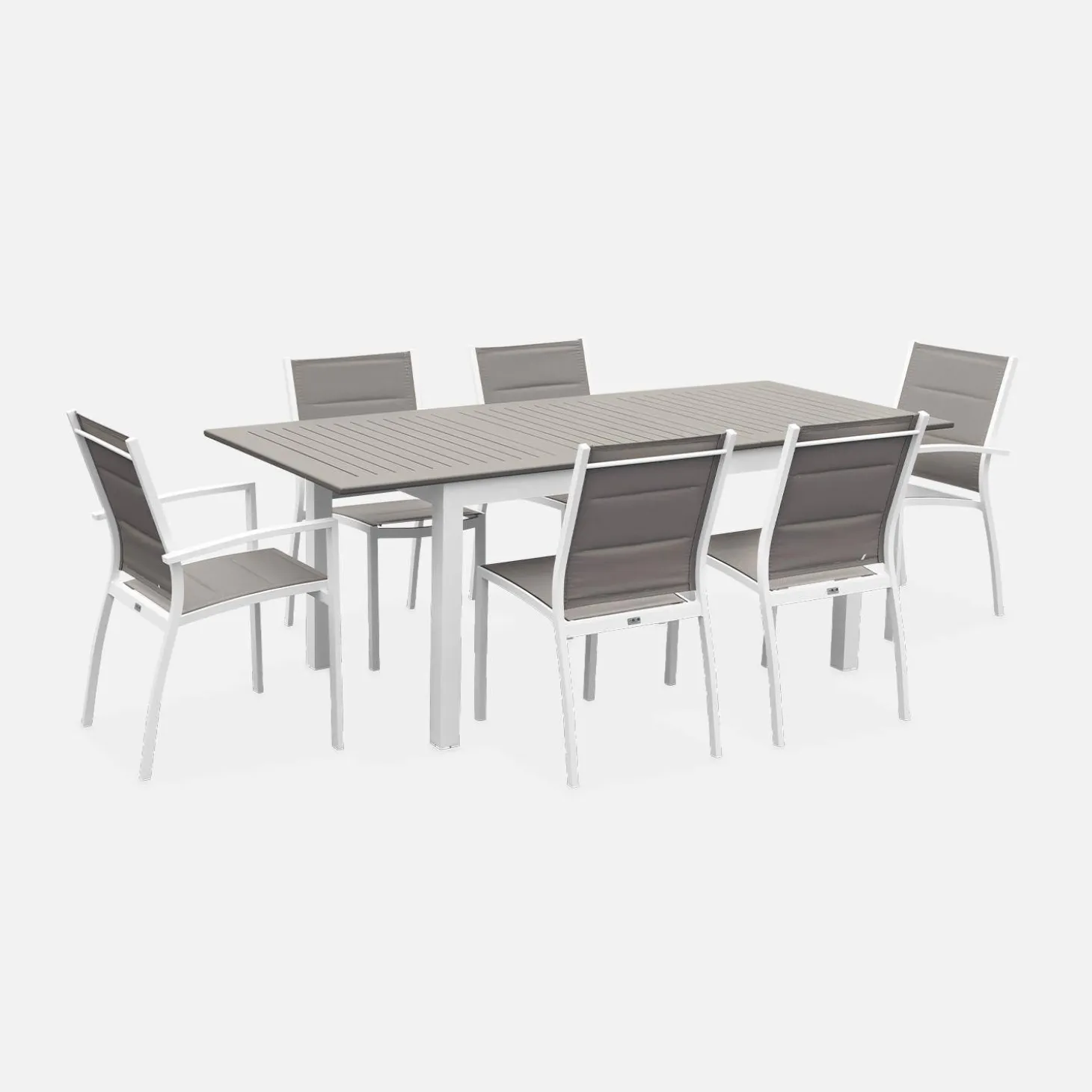 Mesa de jardín extensible de aluminio con 6 sillas