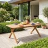 Mesa de jardín extensible de madera de acacia, 6-8 personas
