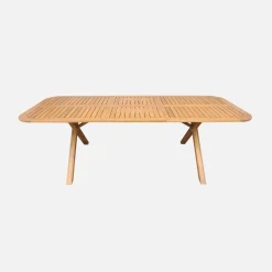 Mesa de jardín extensible de madera de acacia, 6-8 personas