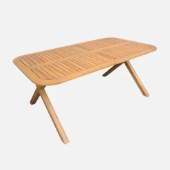 Mesa de jardín extensible de madera de acacia, 6-8 personas