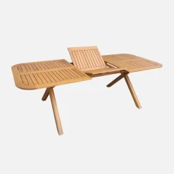 Mesa de jardín extensible de madera de acacia, 6-8 personas