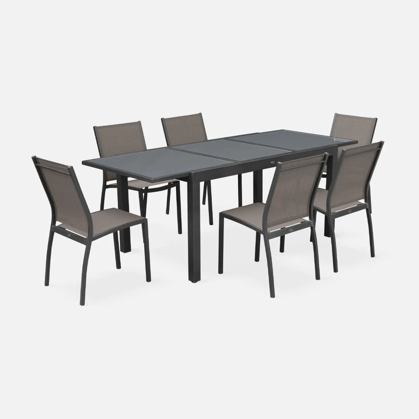 Mesa de jardín extensible de aluminio con 6 sillas