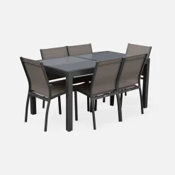 Mesa de jardín extensible de aluminio con 6 sillas