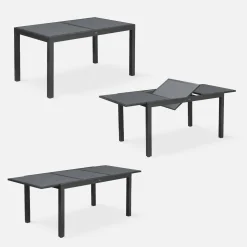 Mesa de jardín extensible de aluminio con 6 sillas