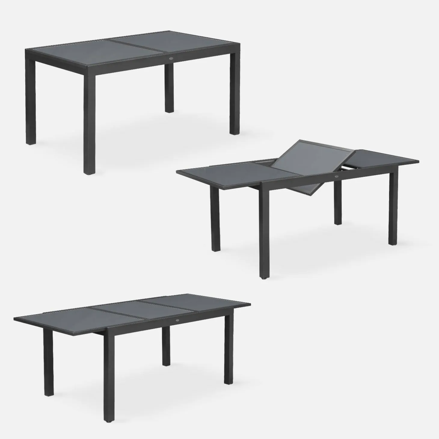 Mesa de jardín extensible de aluminio con 6 sillas