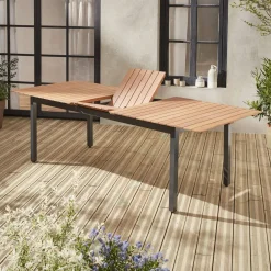 Mesa de jardín extensible de madera, 8 a 10 plazas