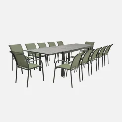 Mesa de jardín extensible de aluminio, 12 plazas