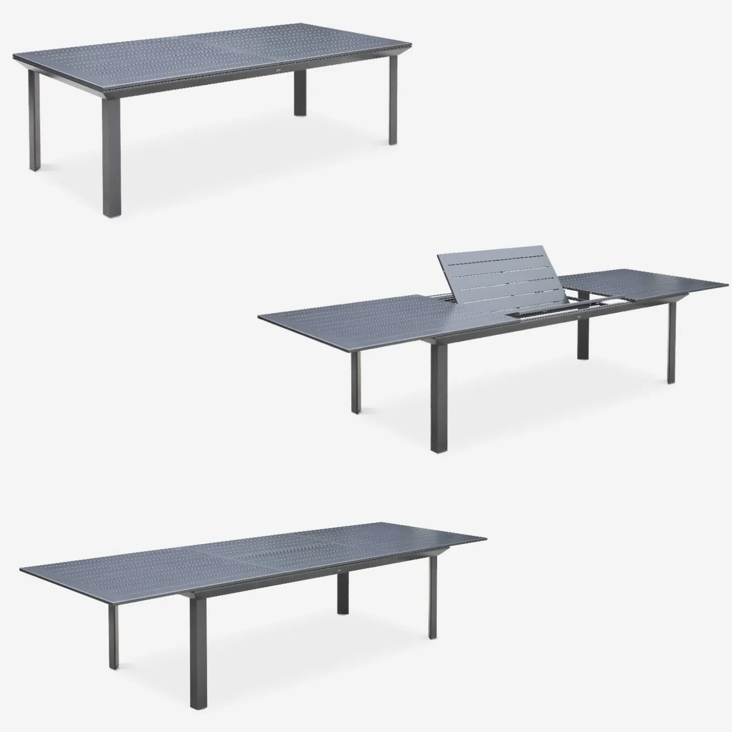 Mesa de jardín extensible de aluminio con 10 sillas