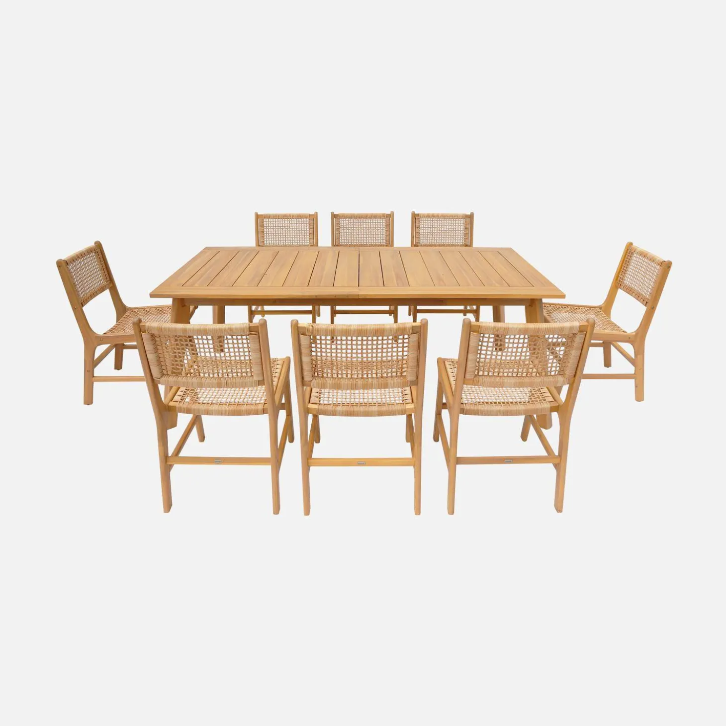 Mesa de jardín extensible madera de acacia con 8 sillas