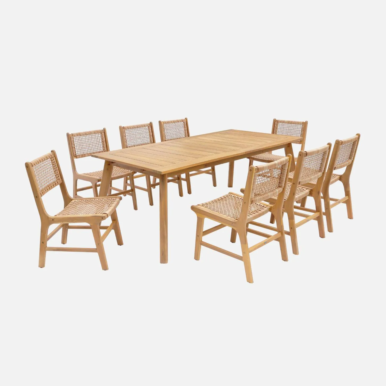 Mesa de jardín extensible madera de acacia con 8 sillas