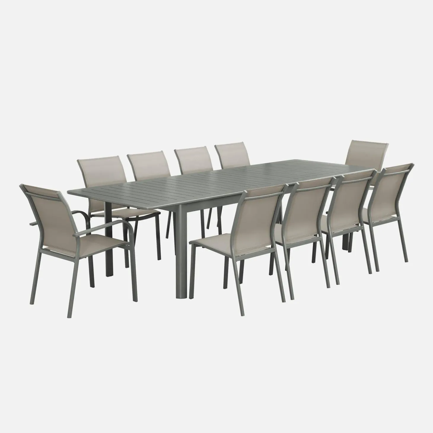 Mesa de jardín extensible de aluminio de 10 plazas