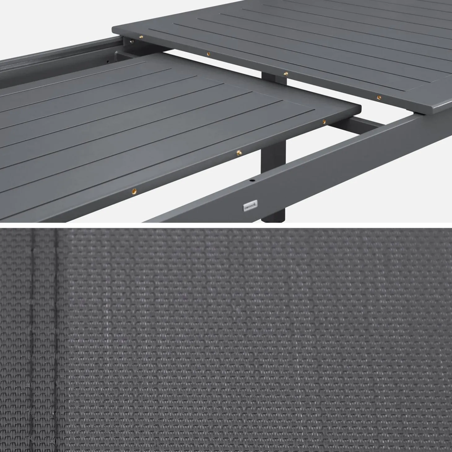 Mesa de jardín extensible de aluminio con 8 sillas