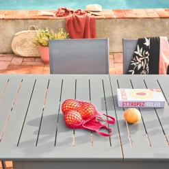 Mesa de jardín extensible de aluminio con 8 sillas