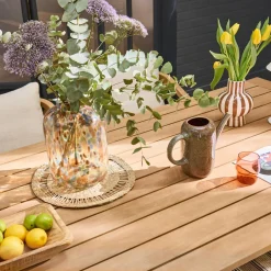 Mesa de jardín madera de eucalipto y cuerdas, 8 plazas