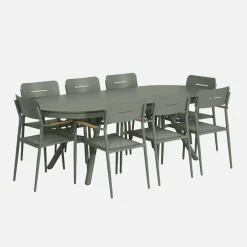 Mesa de jardín ovalada extensible de aluminio, 10 plazas