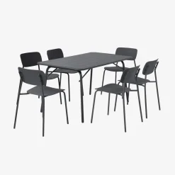 Mesa de jardín plegable de metal con 6 sillas