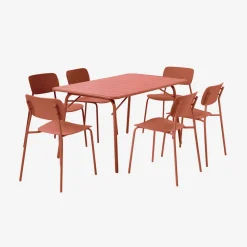 Mesa de jardín plegable de metal con 6 sillas