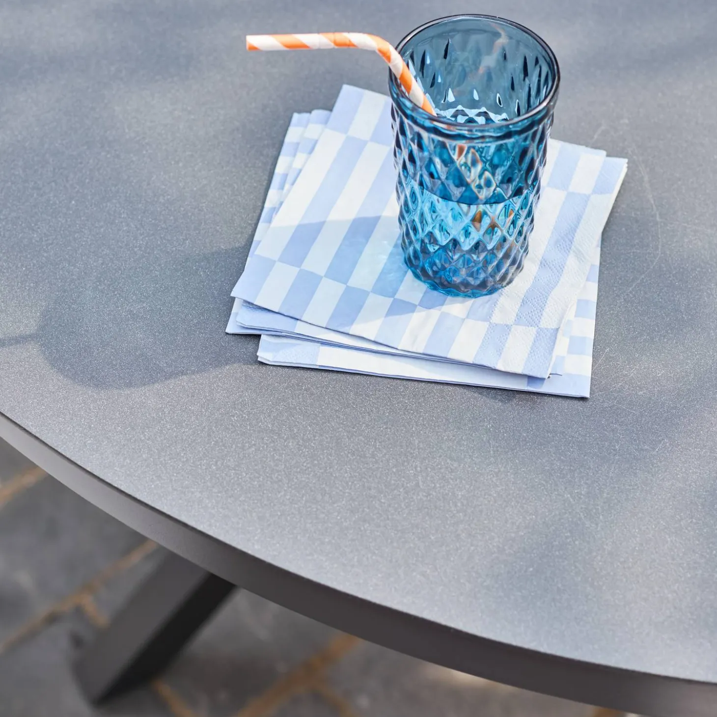 Mesa de jardín redonda de aluminio y vidrio, para 6 plazas