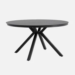 Mesa de jardín redonda de aluminio y vidrio, para 6 plazas