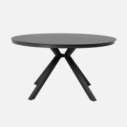 Mesa de jardín redonda de aluminio y vidrio, para 6 plazas